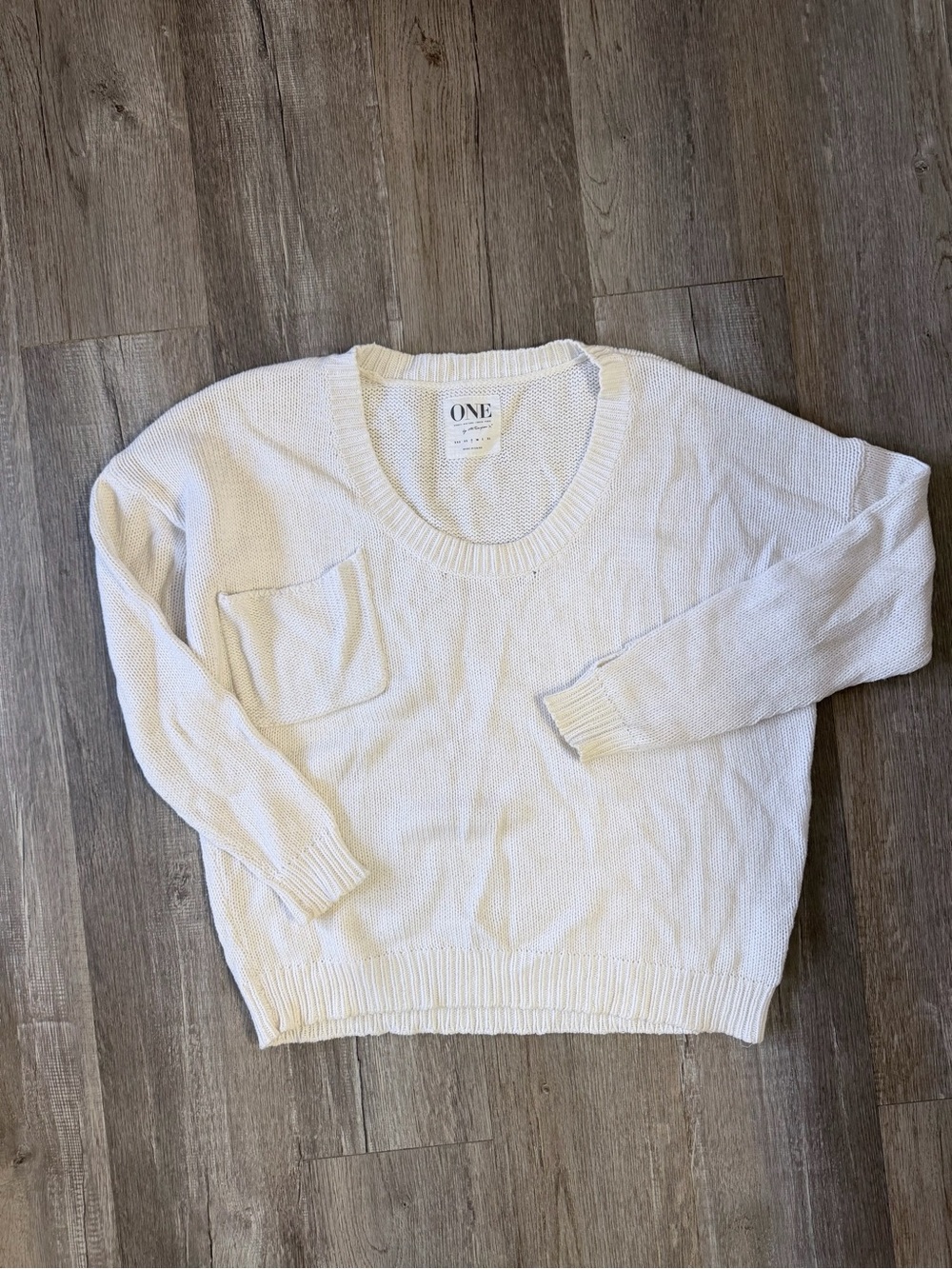 ONE TEASPOON White Knit Pocket Sweater